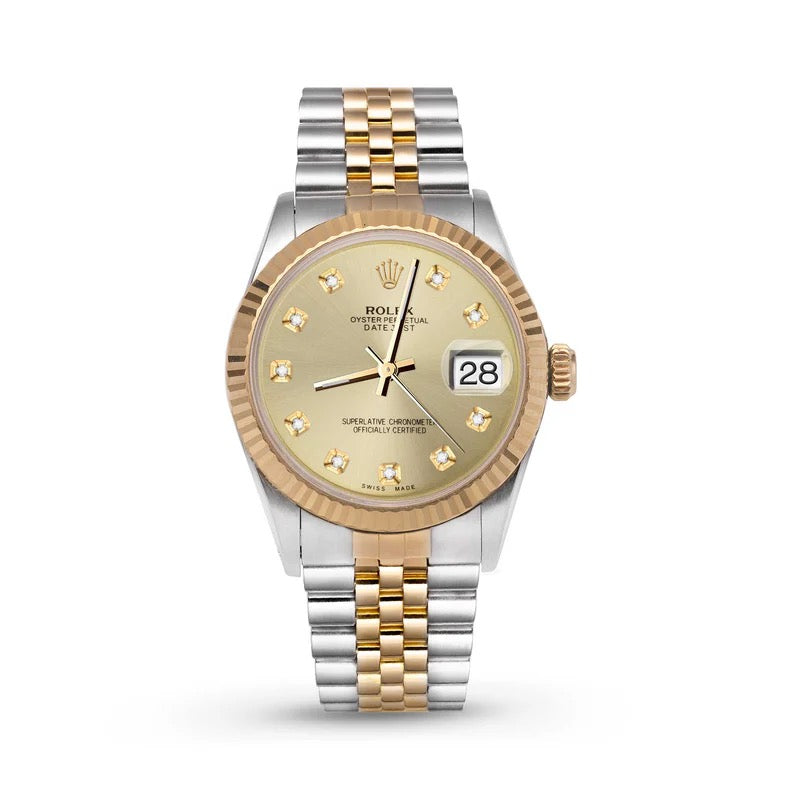 Rolex Datejust Fluted Bezel Champagne Diamond Dial