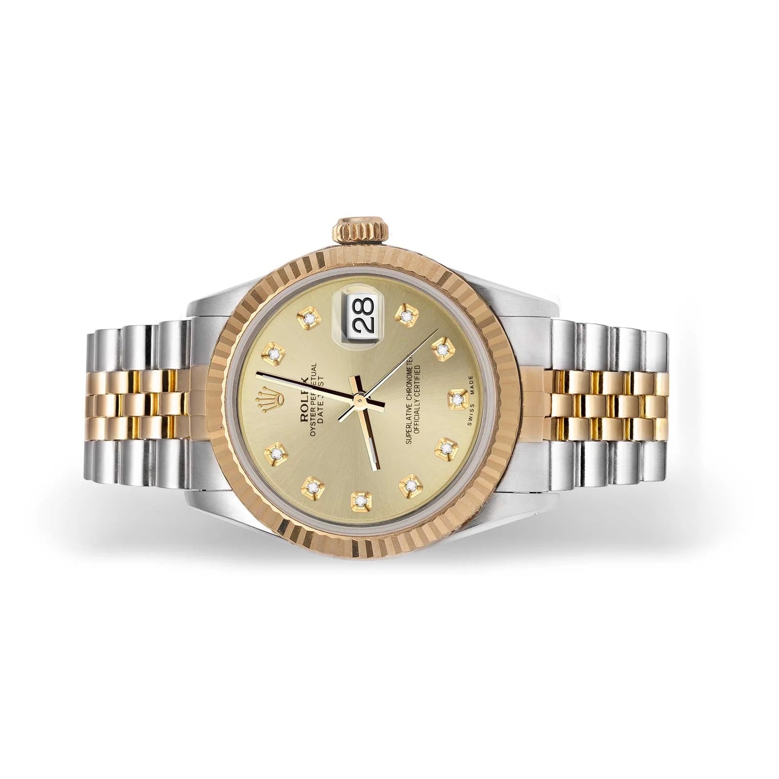 Rolex Datejust Fluted Bezel Champagne Diamond Dial
